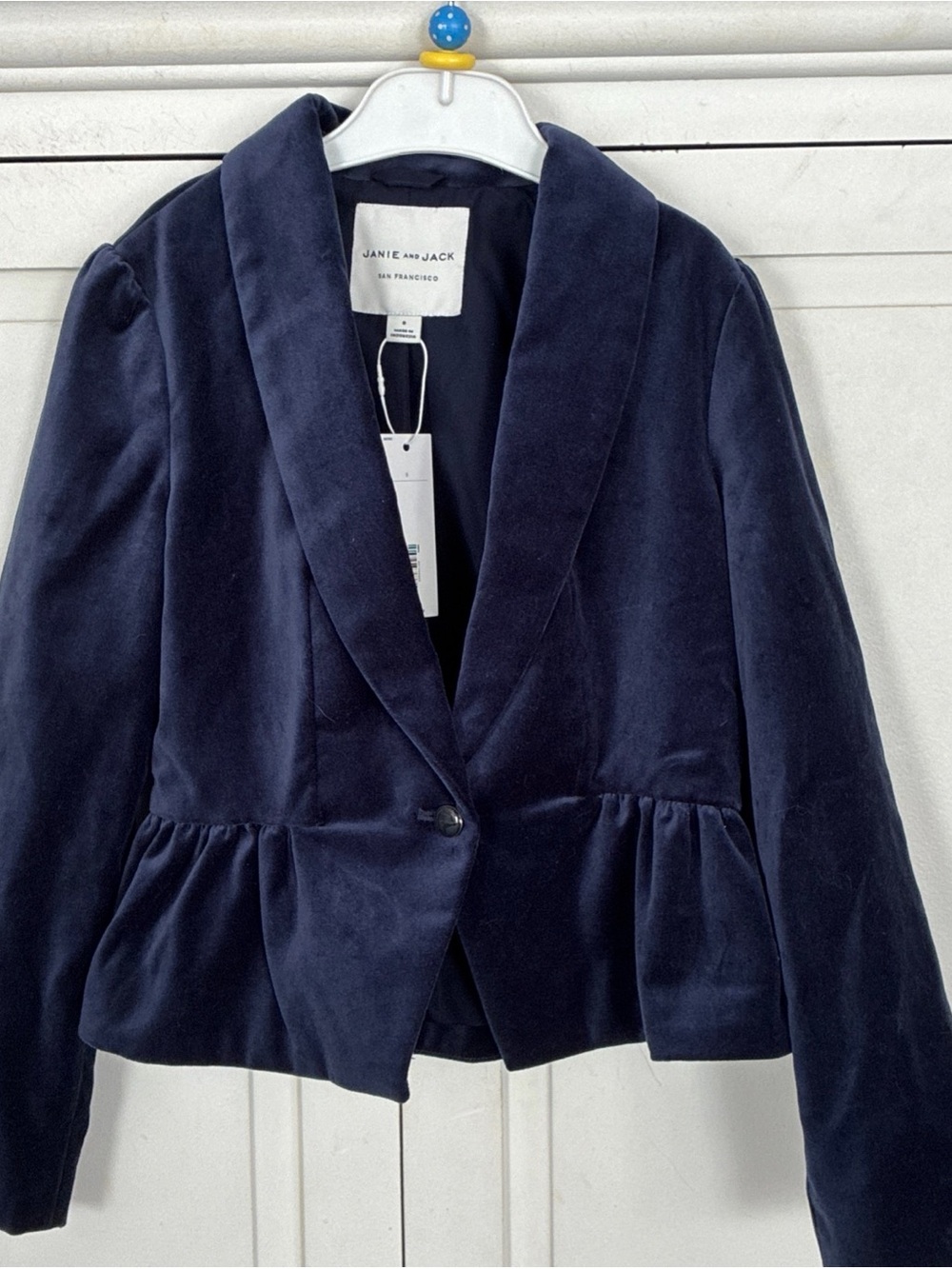 Janie and Jack Navy Velvet Peplum Blazer size 8 New